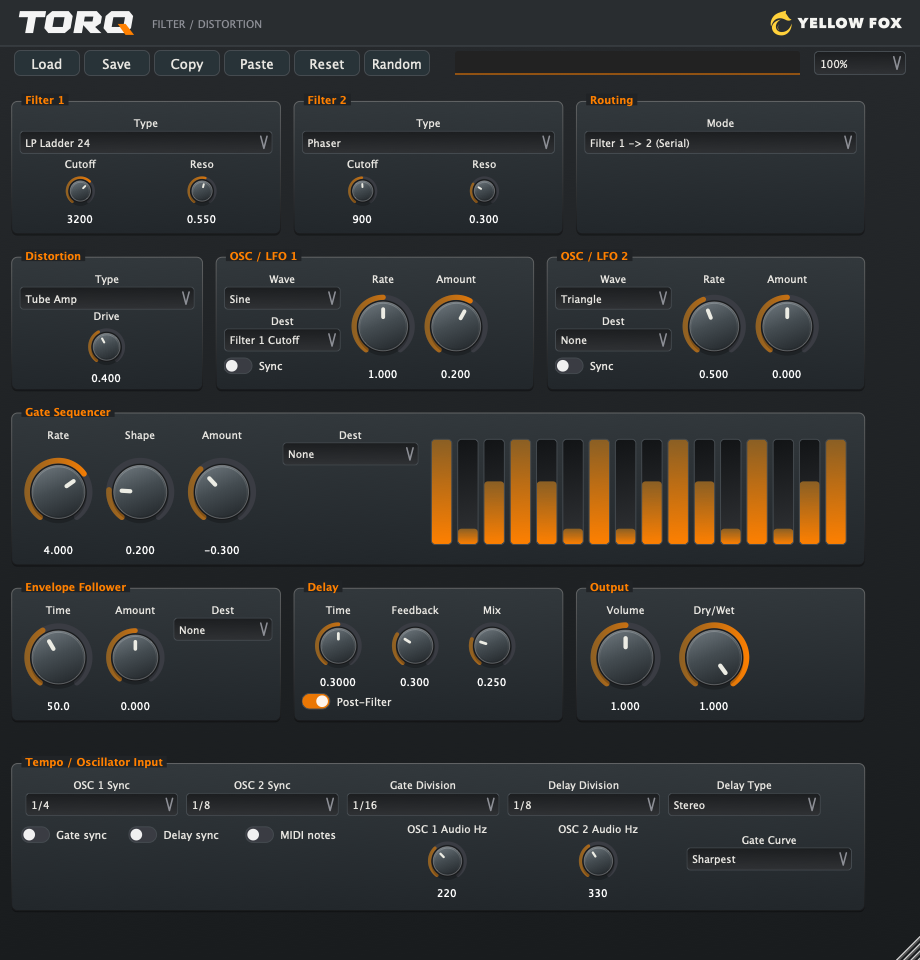 Yellow Fox TORQ filter interface